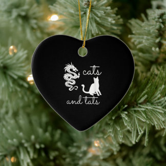 Tattoo Älskare ger katter och tatueringar Kitten Julgransprydnad Keramik