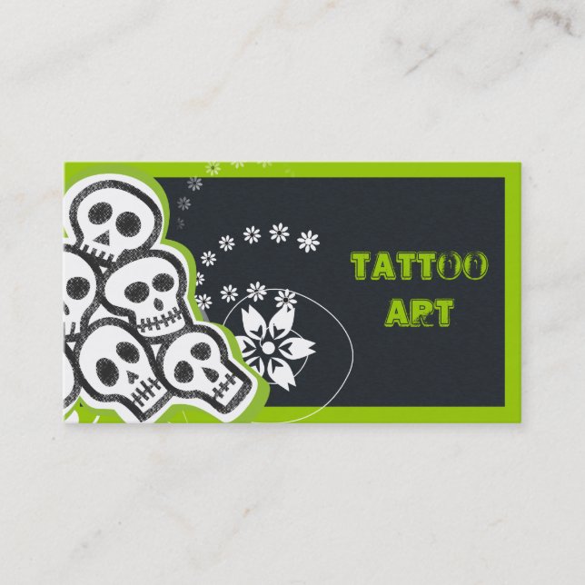 Tattoo Art Affärskort-Döskallar Visitkort (Framsida)