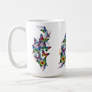 Tattoo Art Stil Colorful Butterflies - Kaffemugg