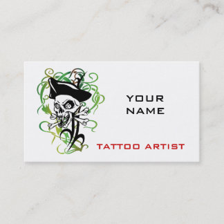 Tattoo Artist Affärskort Skull Pirat Visitkort
