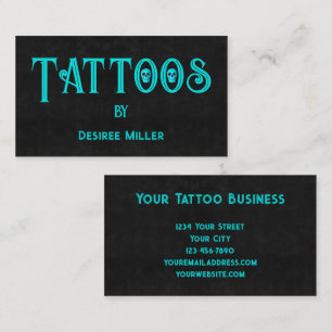 Tattoo Artist Black Teal Coola Skull Visitkort