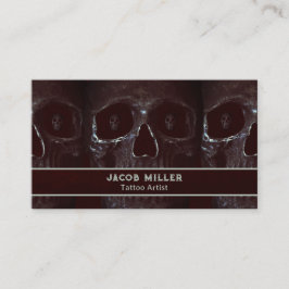 Tattoo Artist Goth Burgundy Mörk Academia Skull Visitkort