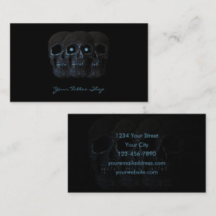 Tattoo Artist Gothic Black Blue Mörk Skull Visitkort