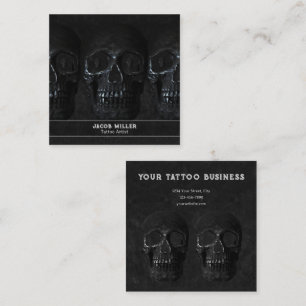 Tattoo Artist Gothic Black Mörk Academia Skull Fyrkantigt Visitkort