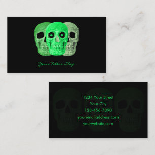 Tattoo Artist Gothic Grönt Black Skull Visitkort