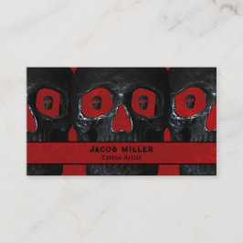 Tattoo Artist Gothic Red Black Mörk Academia Skull Visitkort