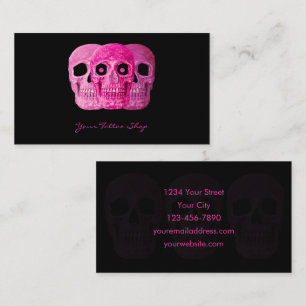 Tattoo Artist Gothic Rosa Black Skull Visitkort