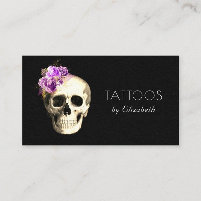Tattoo Artist Gothic Skull Ro Visitkort (Framsida)