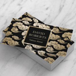 Tattoo Artist Modern Black & Guld Oriental Mönster Visitkort