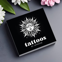 Tattoo Artist Modern Black & White QR-kod Fyrkantigt Visitkort