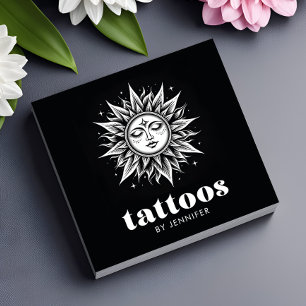 Tattoo Artist Modern Black & White QR-kod Fyrkantigt Visitkort