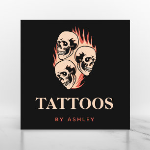 Tattoo Artist Modern Burning Döskallars Gotham Coo Fyrkantigt Visitkort