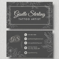 Tattoo Artist Moody Charcol Grått Blommigt Modern