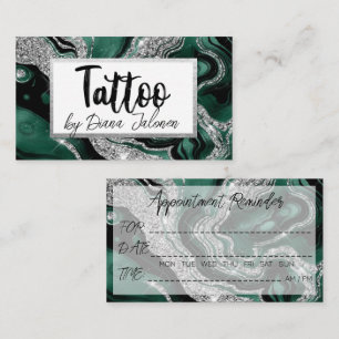 Tattoo Artist Möte Reminder Silver Grönt Visitkort