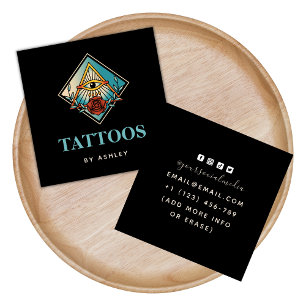 Tattoo Artist Mystic Vintage Cosmic TredÖga Ro Fyrkantigt Visitkort