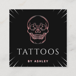 Tattoo Artist Neon Skull Cute Minimal Social Media Fyrkantigt Visitkort