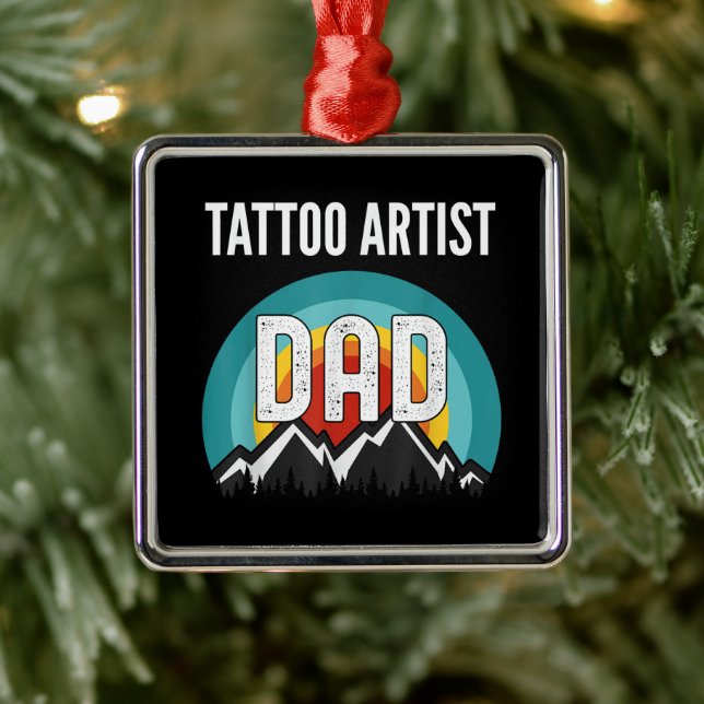 Tattoo Artist Pappa, Fars dag 2021 Gift Julgransprydnad Metall (Träd)