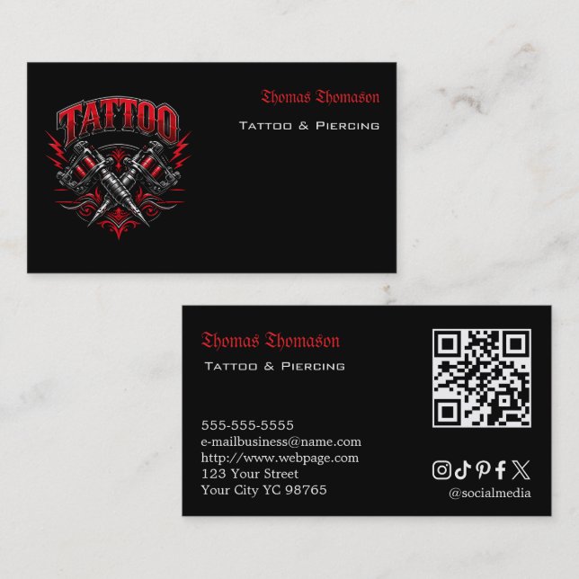 Tattoo artist QR code  Visitkort (Fram/baksida)