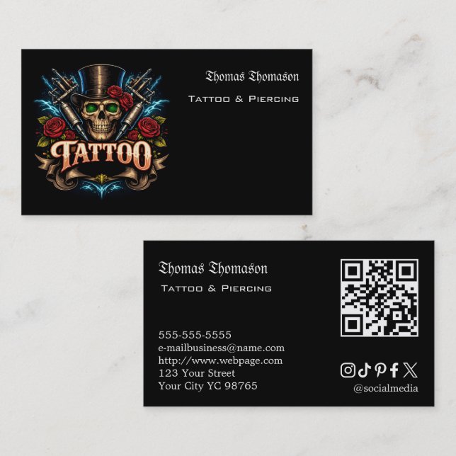 Tattoo artist QR code  Visitkort (Fram/baksida)