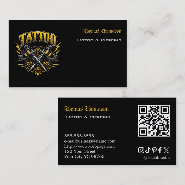 Tattoo artist QR code  Visitkort (Fram/baksida)