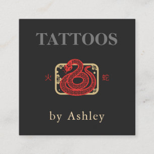 Tattoo Artist Red China Snake Social Media Coola Fyrkantigt Visitkort