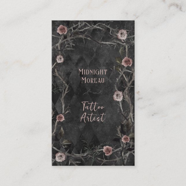 Tattoo Artist Ro Thorns QR Code Business Visitkort (Framsida)