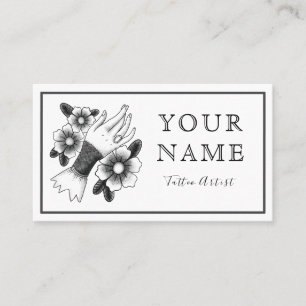 Tattoo Artist Salon Artistic Black & White Plain Visitkort