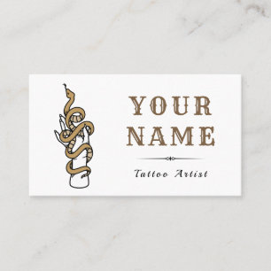 Tattoo Artist Salon Brown Snake Modern Trendig Visitkort