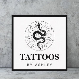 Tattoo Artist Snake Illustration Cosmic Mystical Fyrkantigt Visitkort