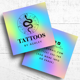 Tattoo Artist Snake Illustration Unicorn Rainbow Fyrkantigt Visitkort