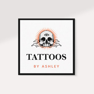 Tattoo Artist Social Media Skull Sunrise Sunset Fyrkantigt Visitkort