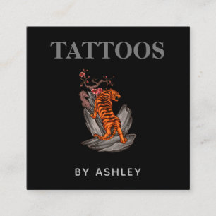 Tattoo Artist Sten Tiger Social Media Coola Black Fyrkantigt Visitkort