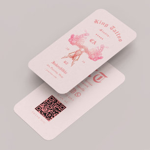 Tattoo Artist Tattooist Pastel Rosa Retro Modern Visitkort