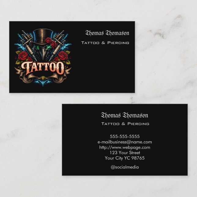 Tattoo artist  visitkort (Fram/baksida)