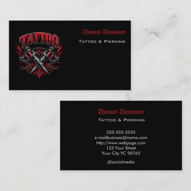 Tattoo artist  visitkort (Fram/baksida)