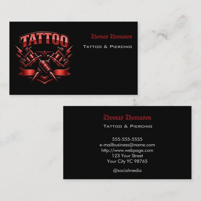 Tattoo artist  visitkort (Fram/baksida)