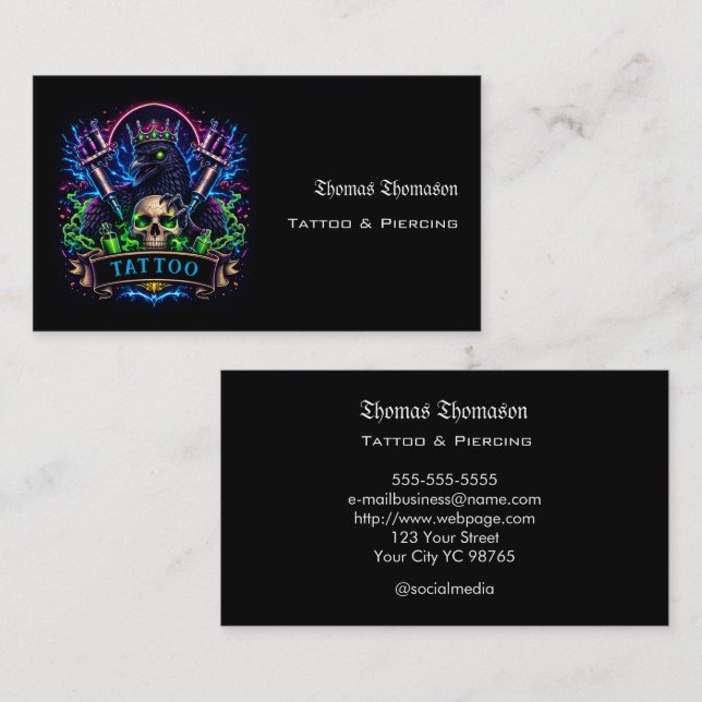 Tattoo artist  visitkort (Fram/baksida)