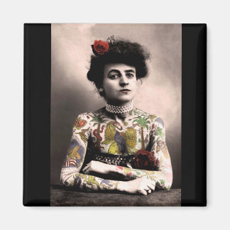 Tattoo Artist Woman Vintage Photographic Magnet