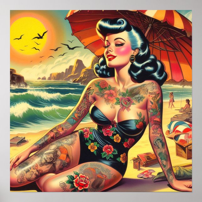 Tattoo Beach Pin-up Poster (Framsidan)