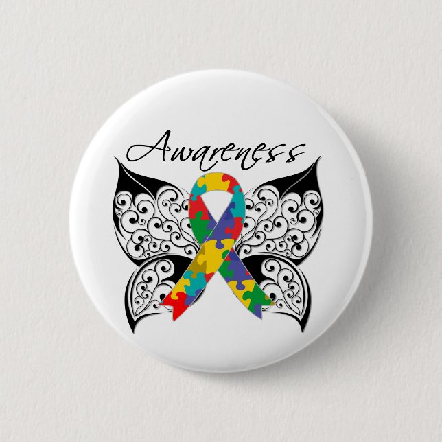 Tattoo Butterfly Awareness - Autism Knapp (Framsida)