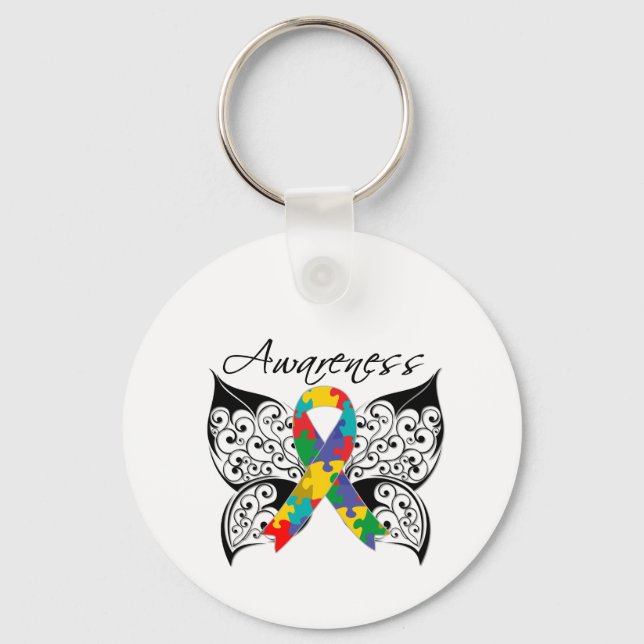 Tattoo Butterfly Awareness - Autism Nyckelring (Framsida)