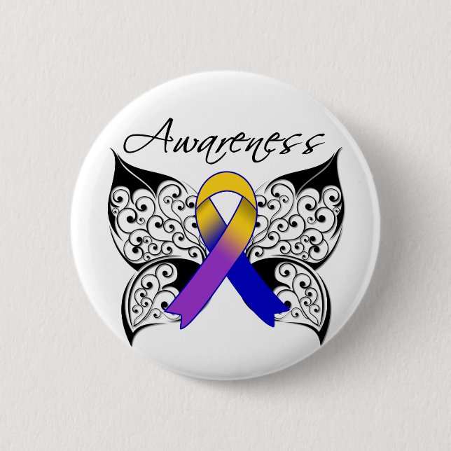 Tattoo Butterfly Awareness - Bladder Cancer Knapp (Framsida)