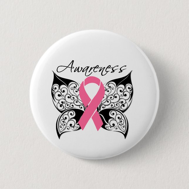 Tattoo Butterfly Awareness - Breast Cancer Knapp (Framsida)