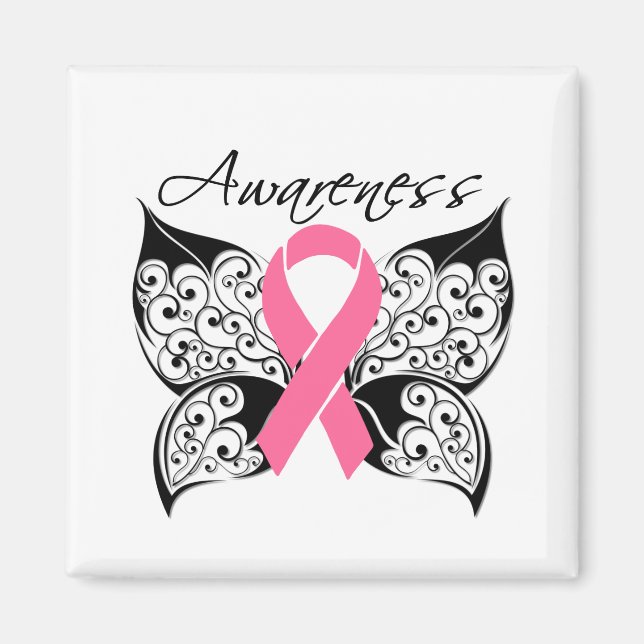 Tattoo Butterfly Awareness - Breast Cancer Magnet (Framsidan)