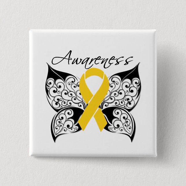 Tattoo Butterfly Awareness - Child Cancer Knapp (Framsida)