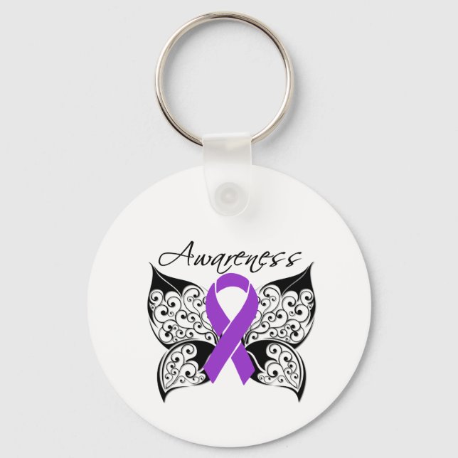 Tattoo Butterfly Awareness - Crohns sjukdom Nyckelring (Framsida)