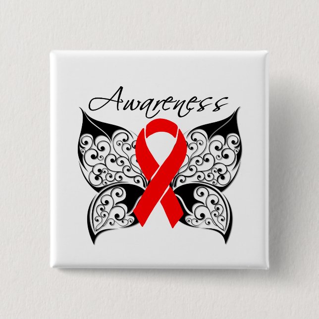 Tattoo Butterfly Awareness - Heart Disease Knapp (Framsida)