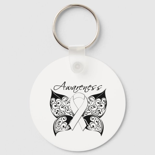 Tattoo Butterfly Awareness - Lung Cancer Nyckelring (Framsida)