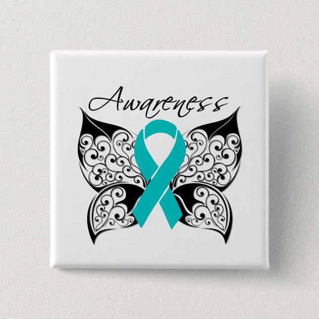 Tattoo Butterfly Awareness - Ovarian Cancer Knapp (Framsida)