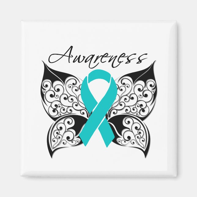 Tattoo Butterfly Awareness - Ovarian Cancer Magnet (Framsidan)